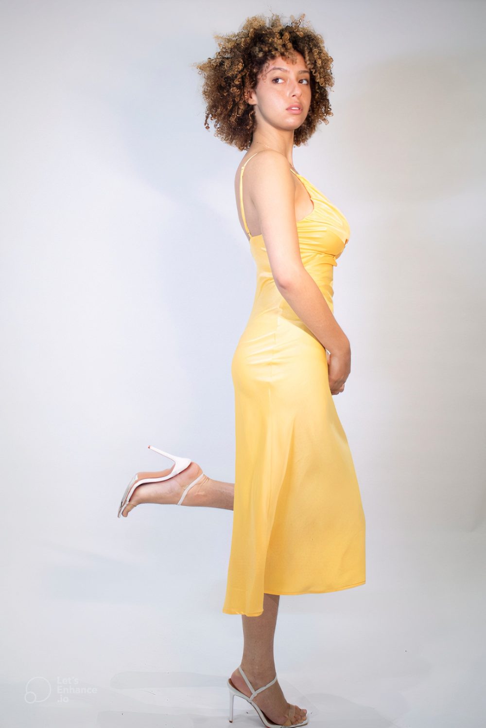 Persia Yellow Midi Dress - Image 4